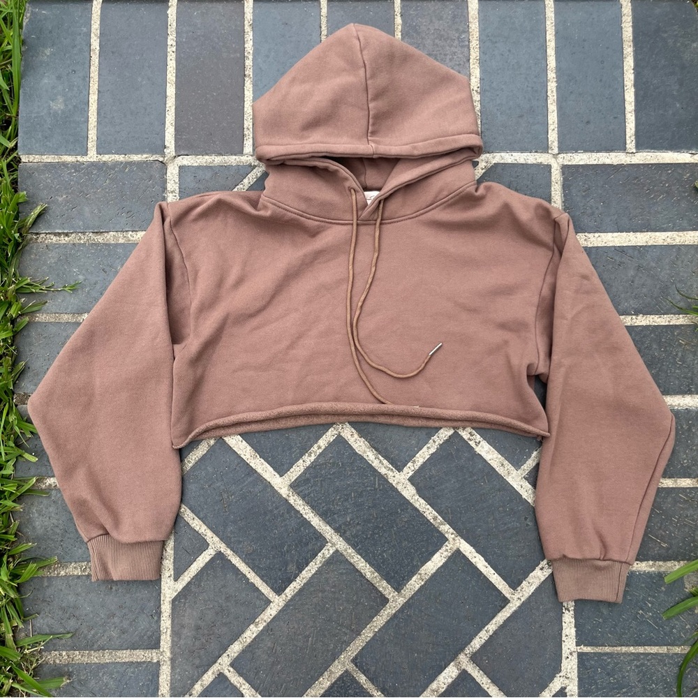 Beige Botany Cropped Hoodie Brown/Tan